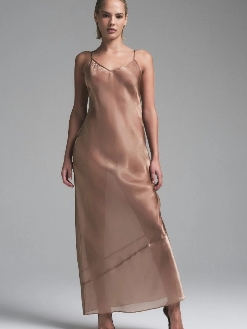SKIMS NWT Liquid Organza Cami Long Dress SIENNA Color Size XXS Fits Like SMALL
